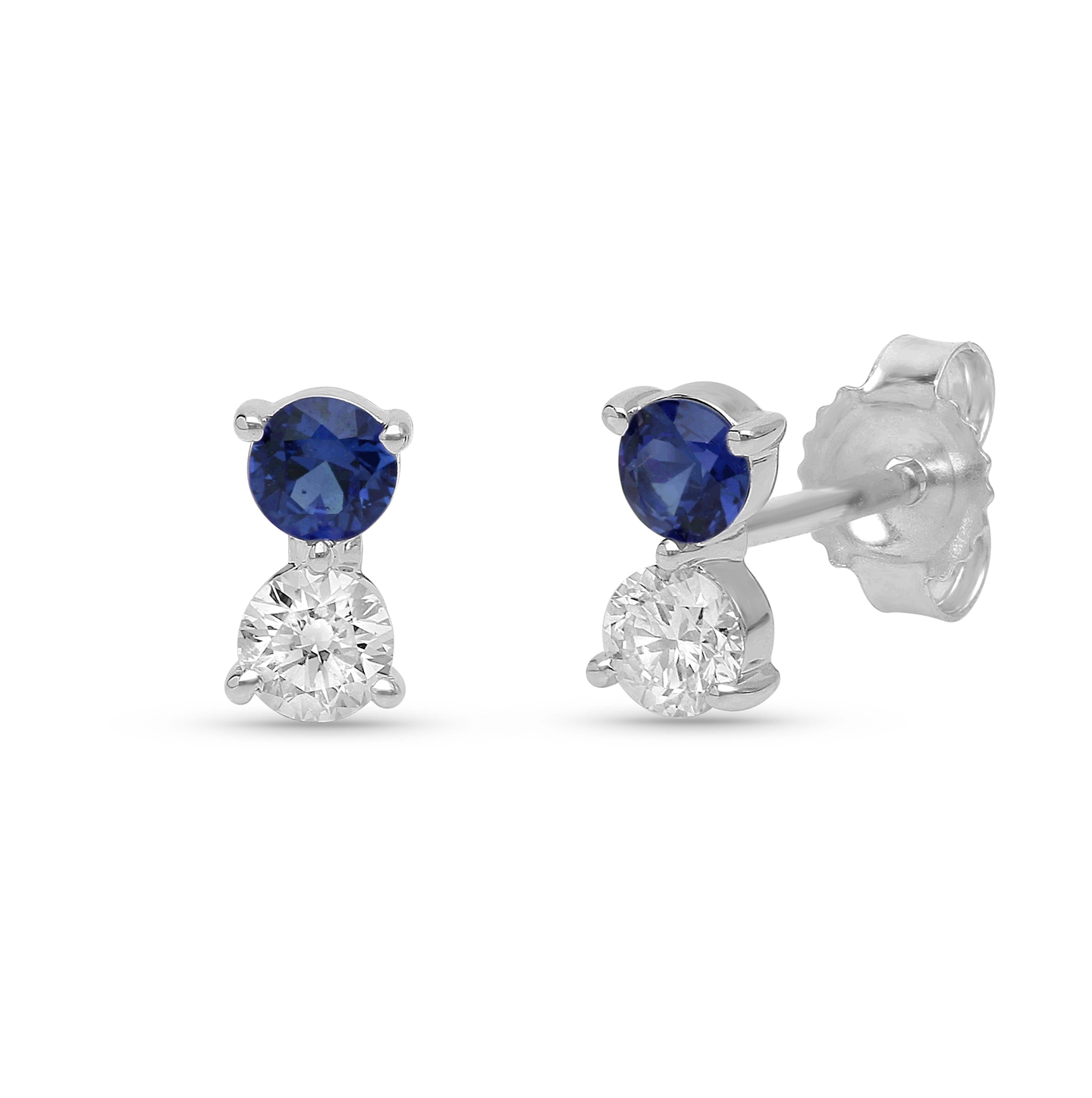 Sabel Collection White Gold Blue Sapphire and Diamond Drop Earrings