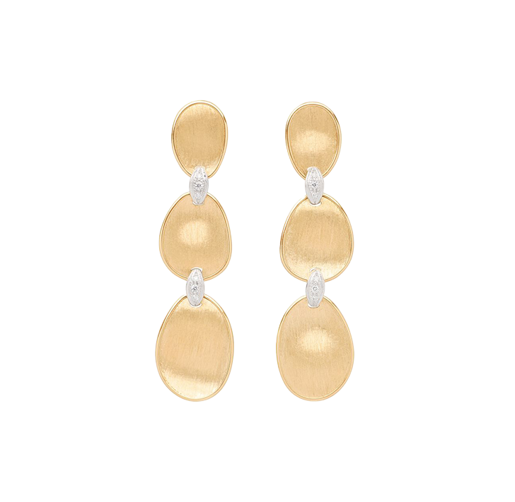 Marco Bicego Lunaria Three-Drop Earrings with Diamond Accents
