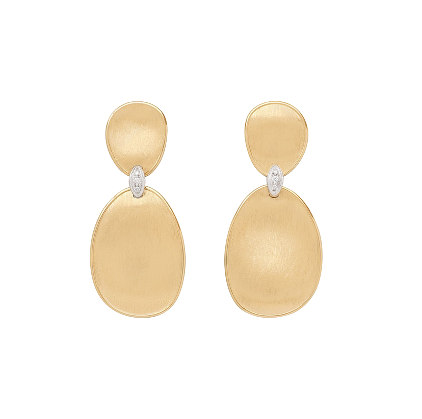 Marco Bicego Lunaria Two-Drop Earrings with Diamond Accents