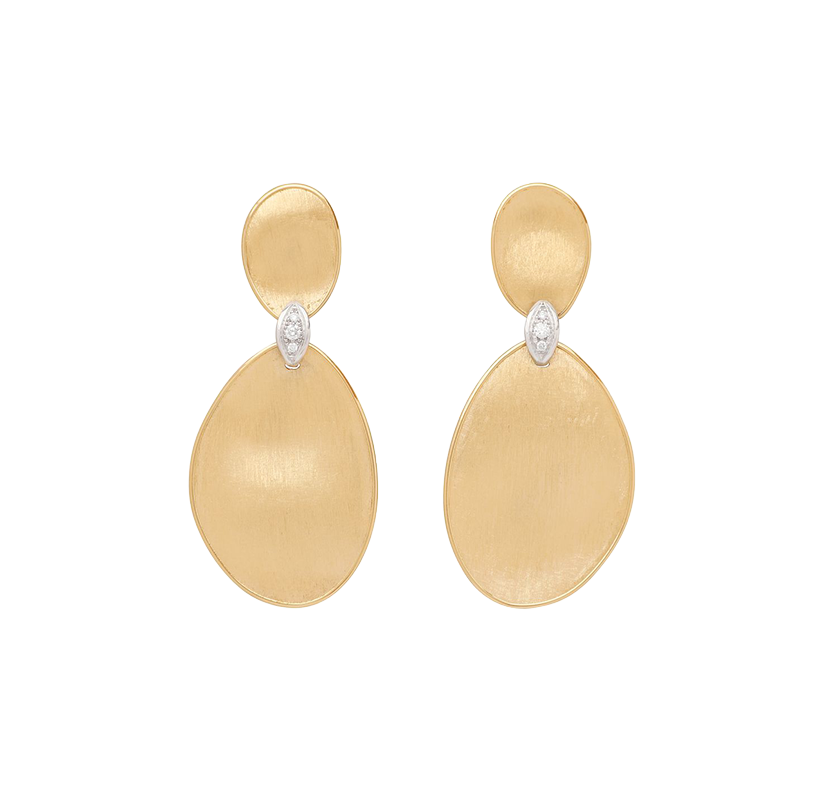 Marco Bicego Lunaria Large Two-Drop Earrings with Diamond Accents