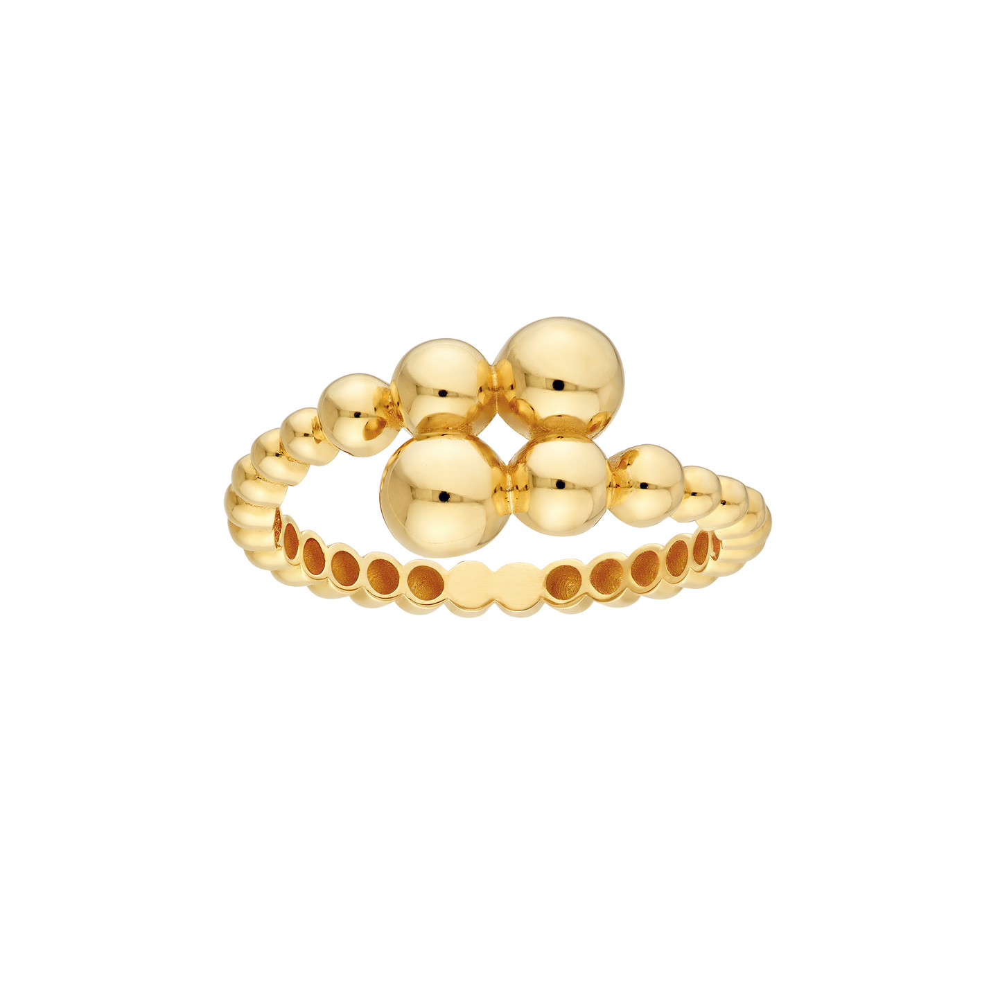Sabel Collection Yellow Gold Beaded Bypass Ring
