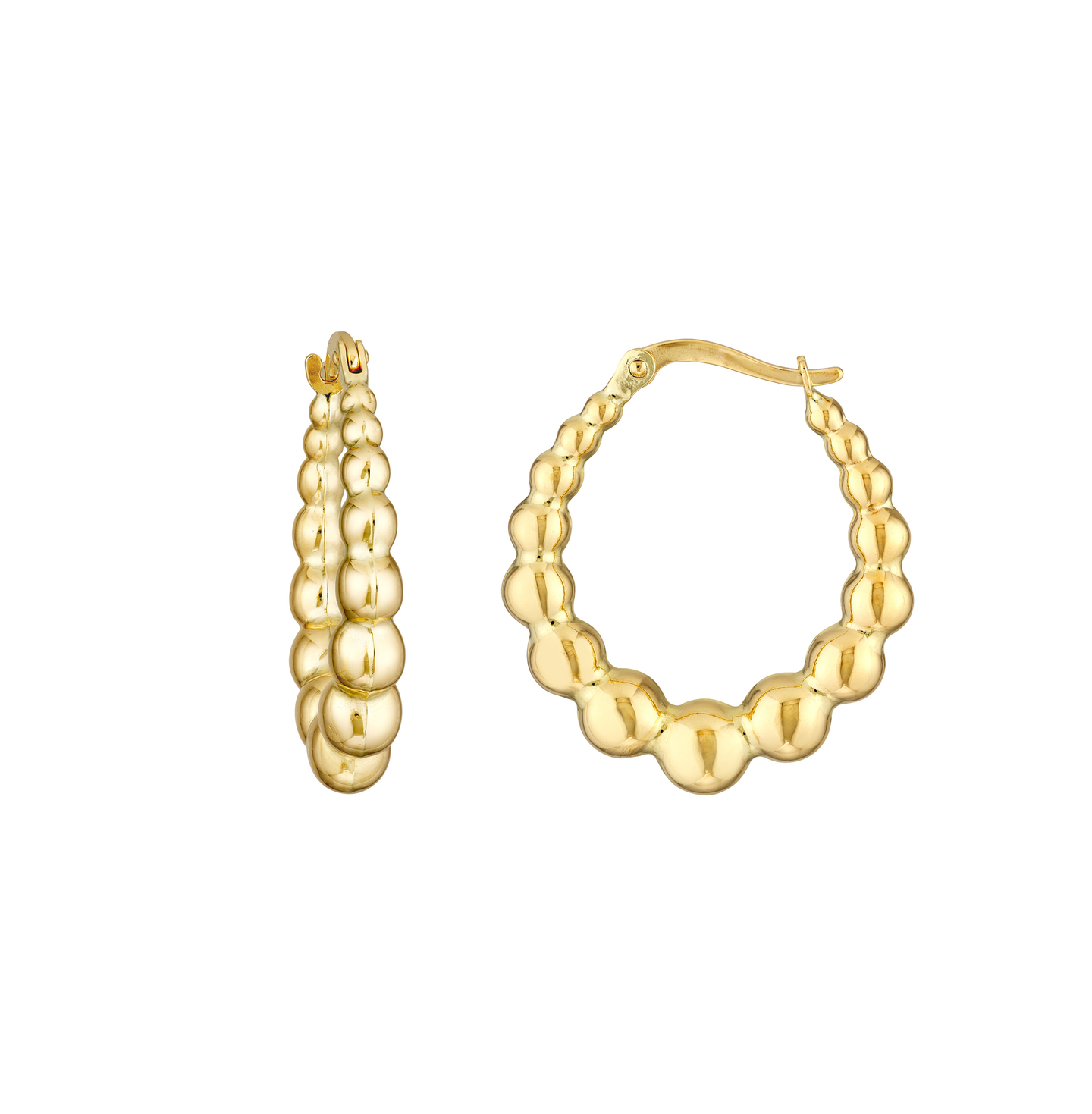 Sabel Collection Yellow Gold Bead Hoop Earrings