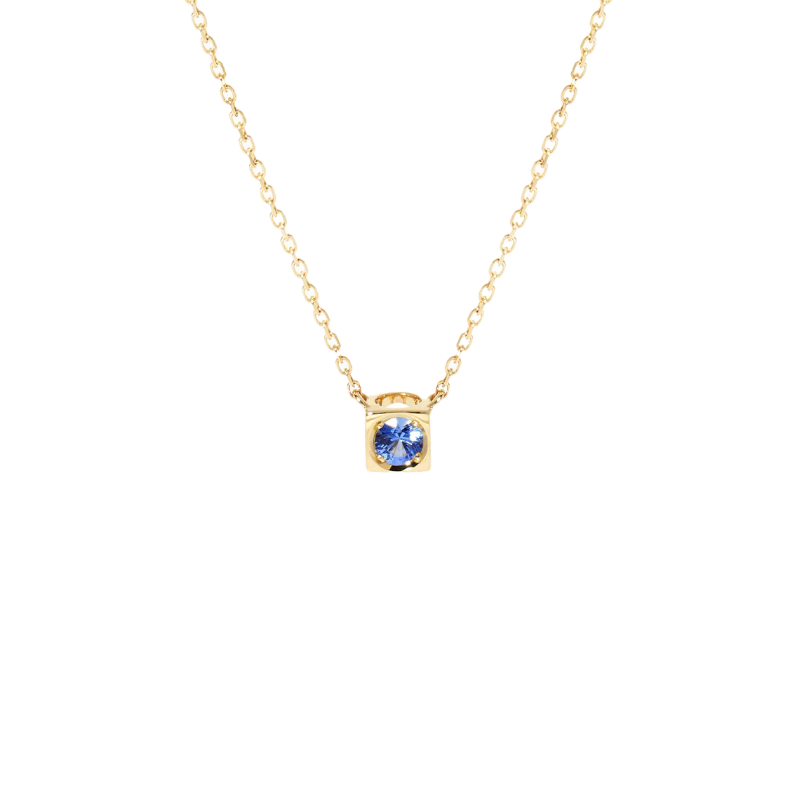 Dinh Van Le Cube Yellow Gold Blue Sapphire Necklace