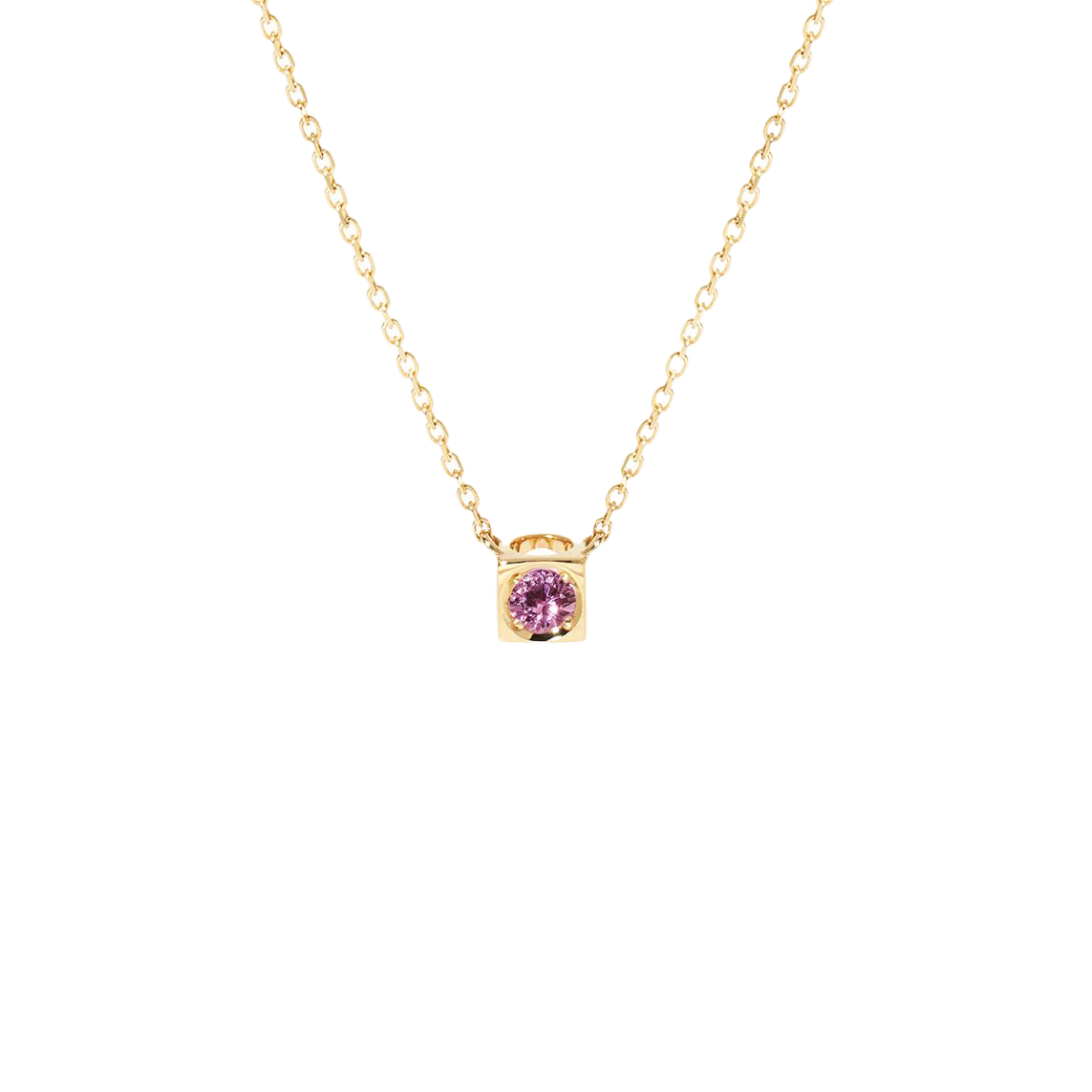 Dinh Van Le Cube Yellow Gold Pink Sapphire Necklace