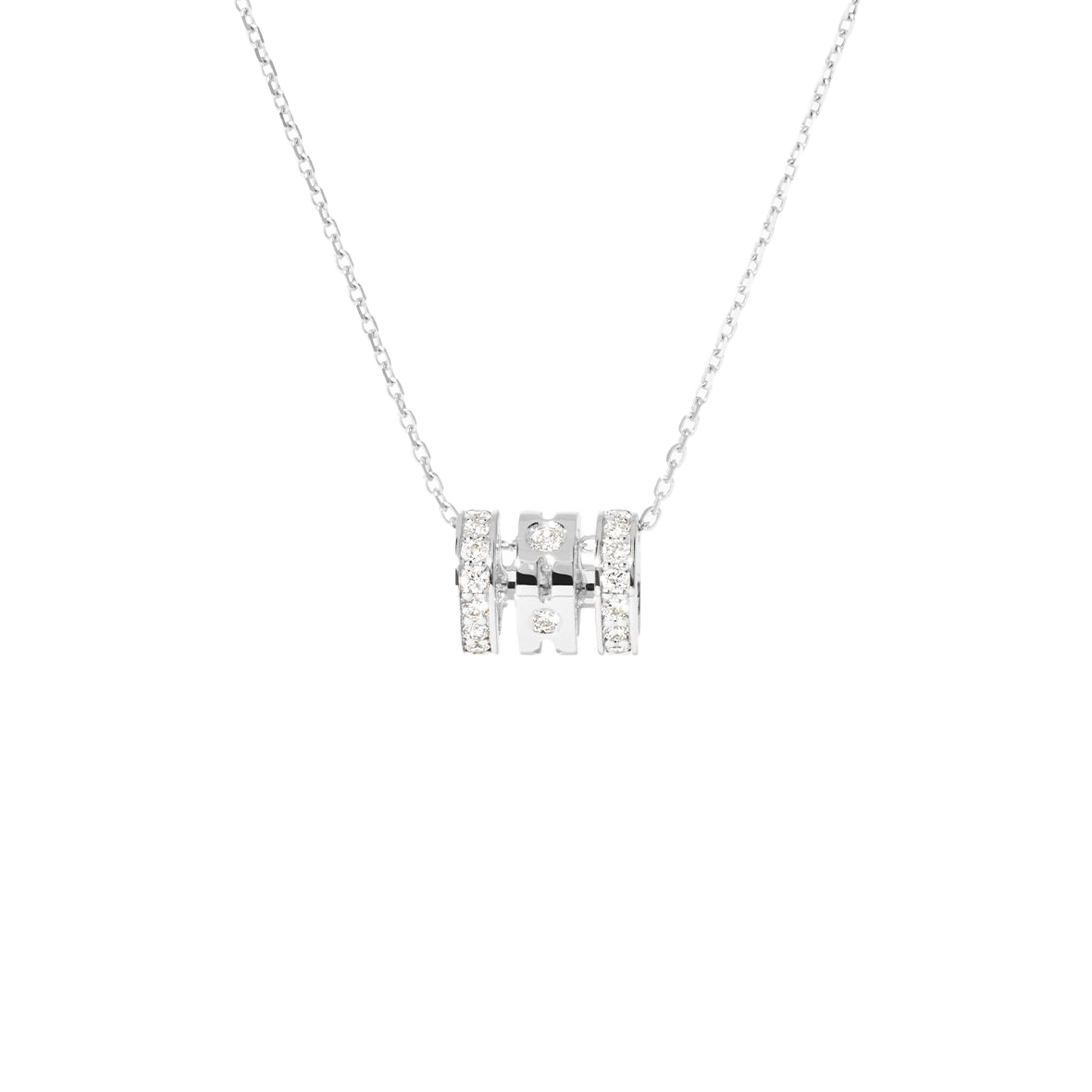 Dinh Van Pulse White Gold Small 3 Rows Diamond Pendant