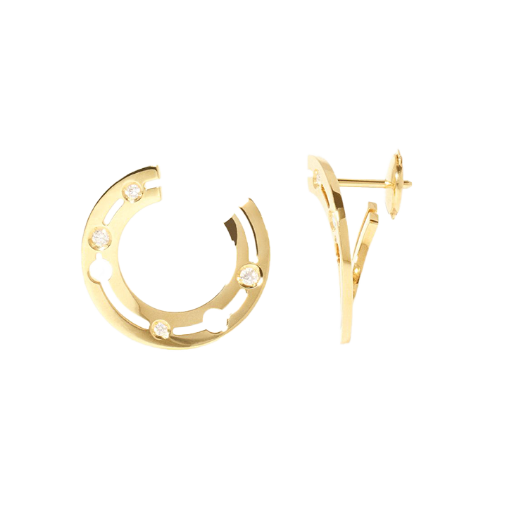 Dinh Van Pulse Yellow Gold Diamond Hoop Earrings