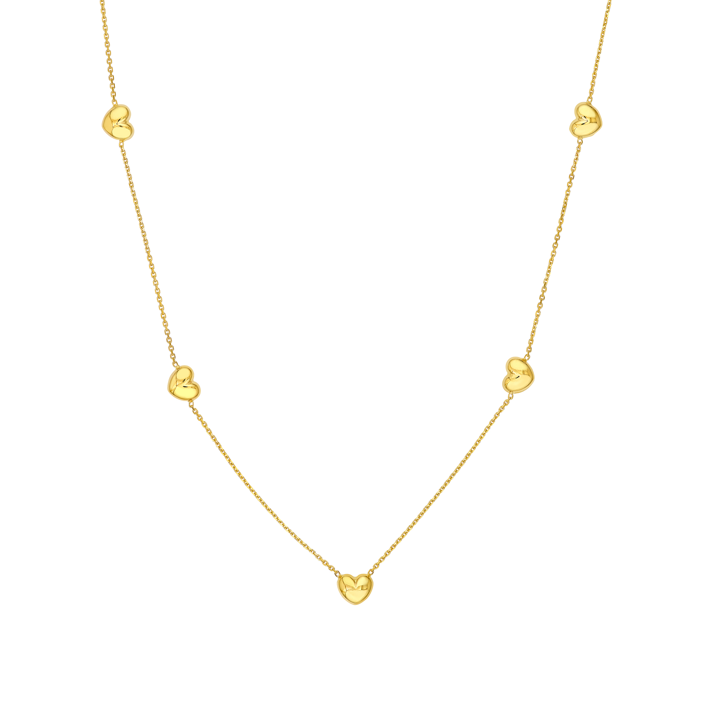 Sabel Collection Yellow Gold Heart Station Necklace