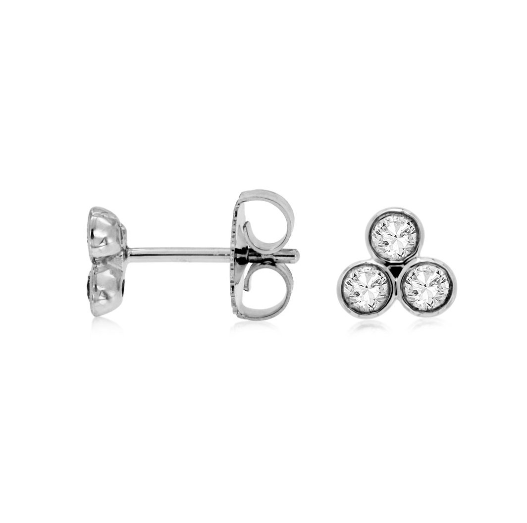 Sabel Collection White Gold Cluster Diamond Stud Earrings