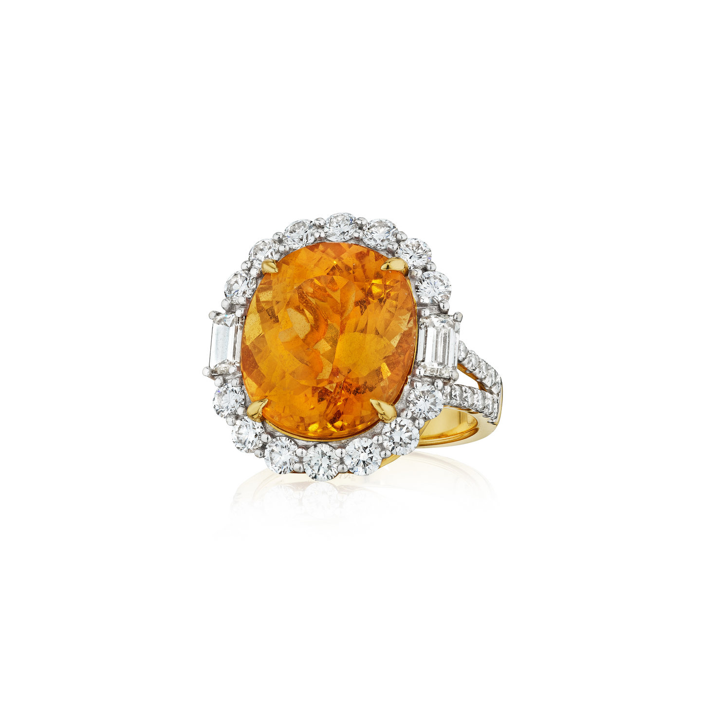 Sabel Collection Yellow Gold Imperial Topaz and Diamond Cocktail Ring