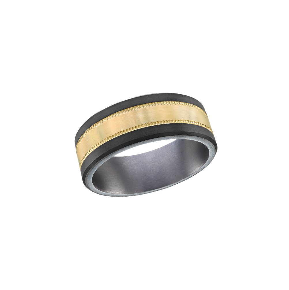 Tantalum and Yellow Gold Inlay Band Rope Detail | Fink's