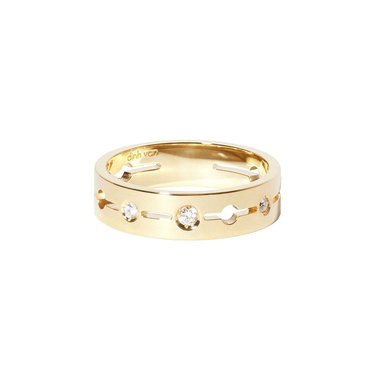Dinh Van Pulse Yellow Gold Small Ring with Diamonds