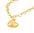 Yellow Gold Heart Puff Charm on 18" heart chain necklace