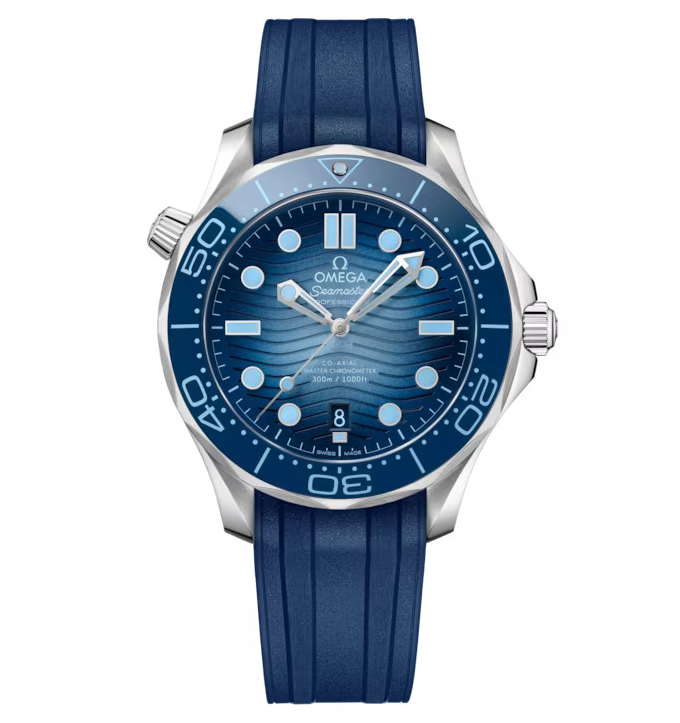 OMEGA Seamaster Diver 300m, 42mm Watch with Blue Rubber Strap