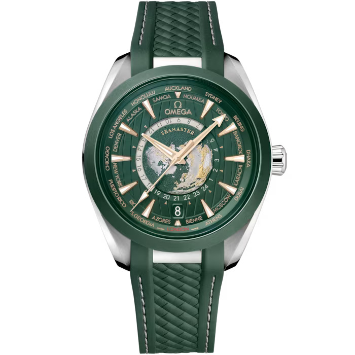 OMEGA Seamaster Aqua Terra Watch with Green Rubber Strap