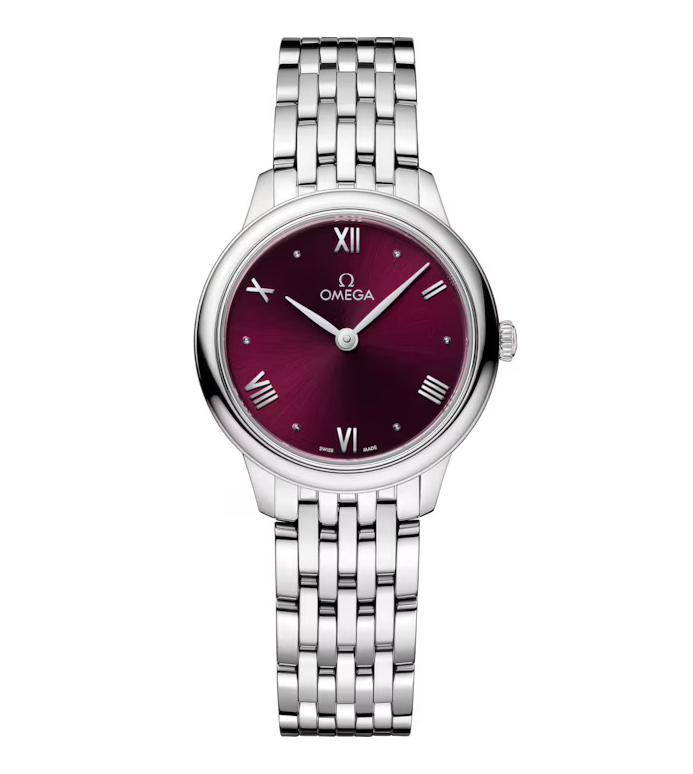 OMEGA De Ville Prestige 27.5mm Watch with Burgundy Dial