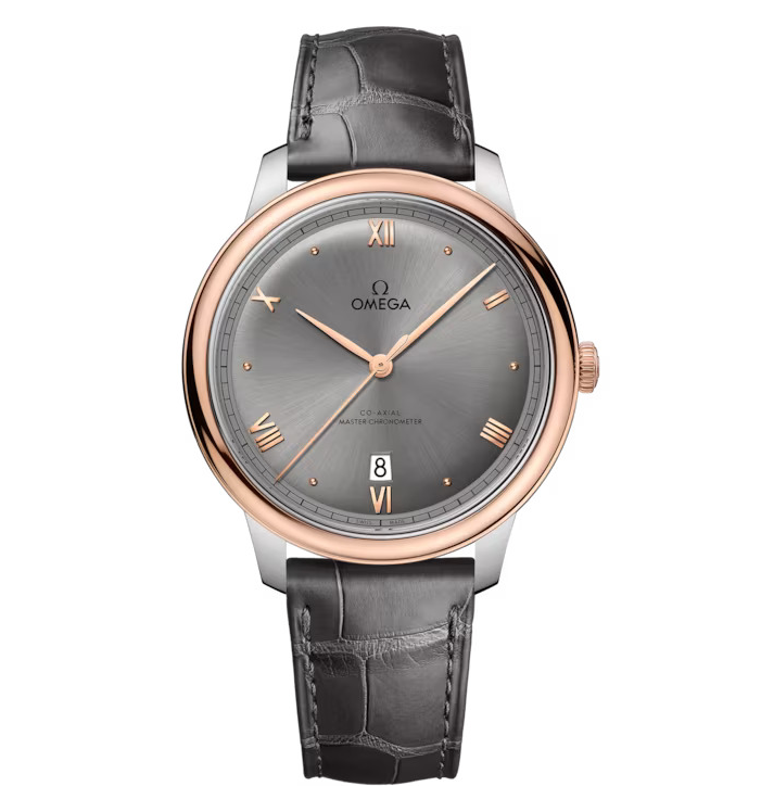 OMEGA De Ville Prestige 40mm Watch with Gray Leather Strap and Domed Dial