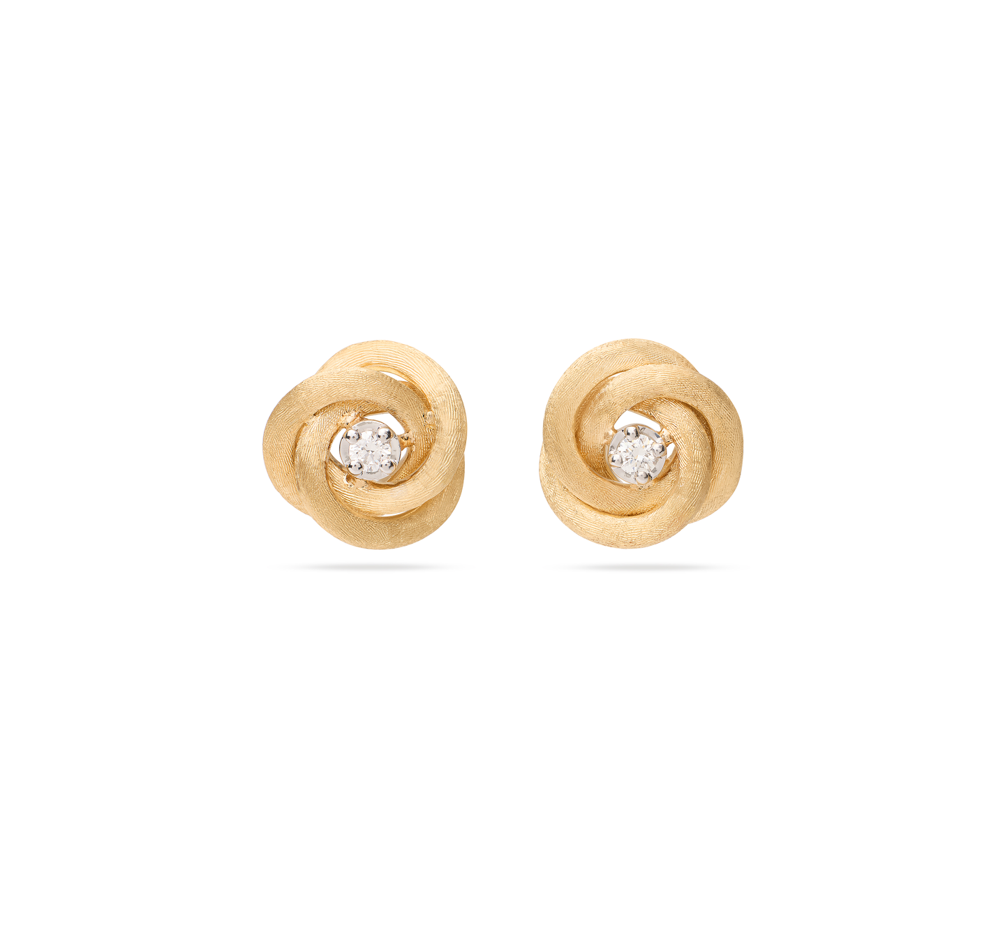 Marco Bicego Jaipur Mixed Metals Knot Stud Diamond Earrings