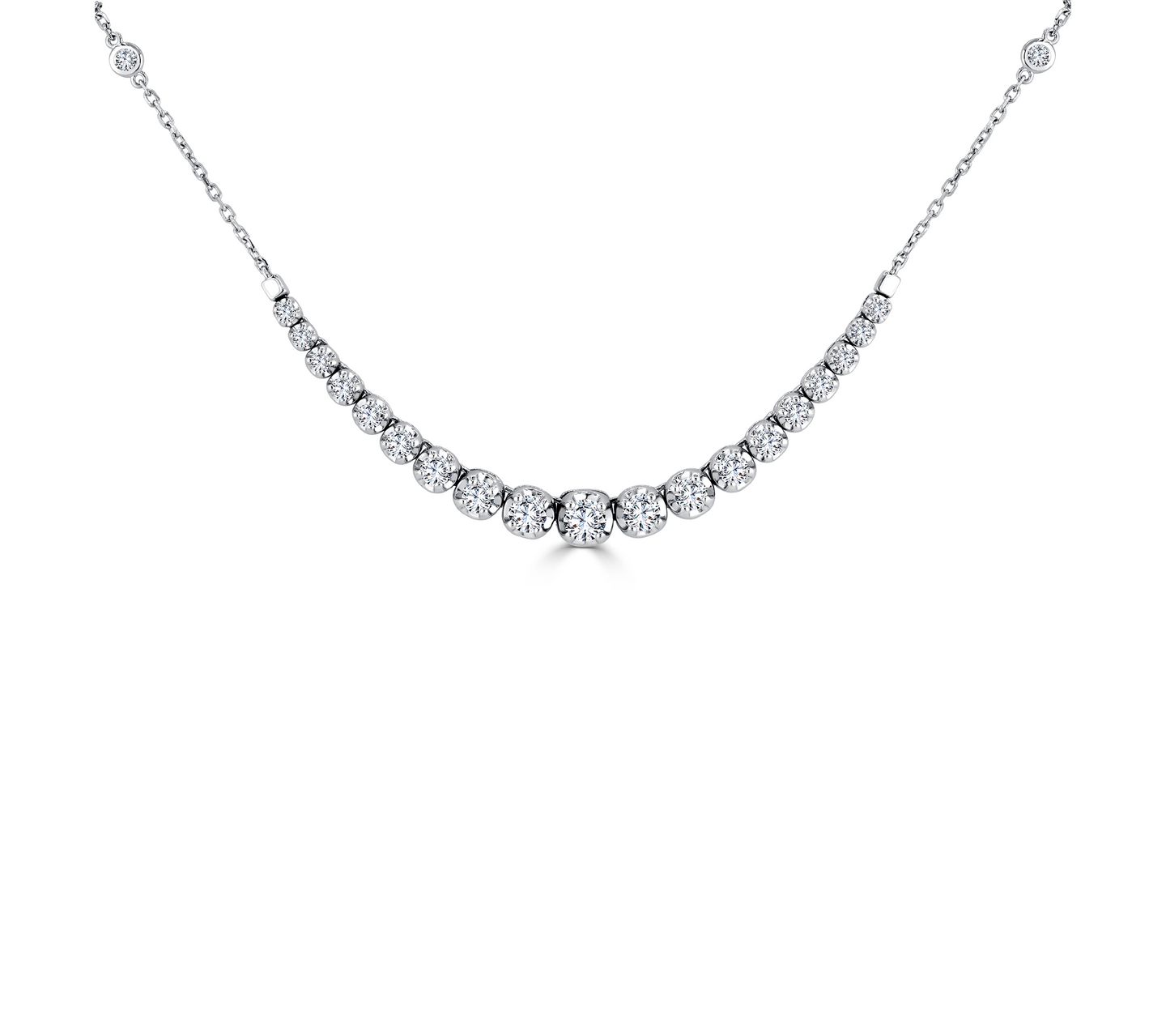 Sabel Collection White Gold Round Graduated Diamond Necklace