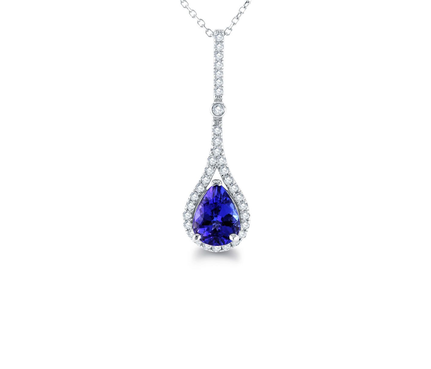 Sabel Collection White Gold Pear Sapphire and Diamond Pendant