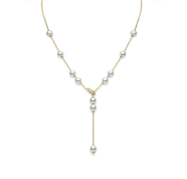 Mikimoto Pearls in Motion Yellow Gold Akoya Pearl and Diamond Necklace