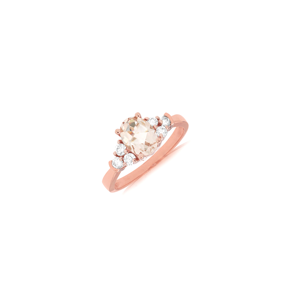 Sabel Collection Rose Gold Oval Morganite Ring with Diamonds