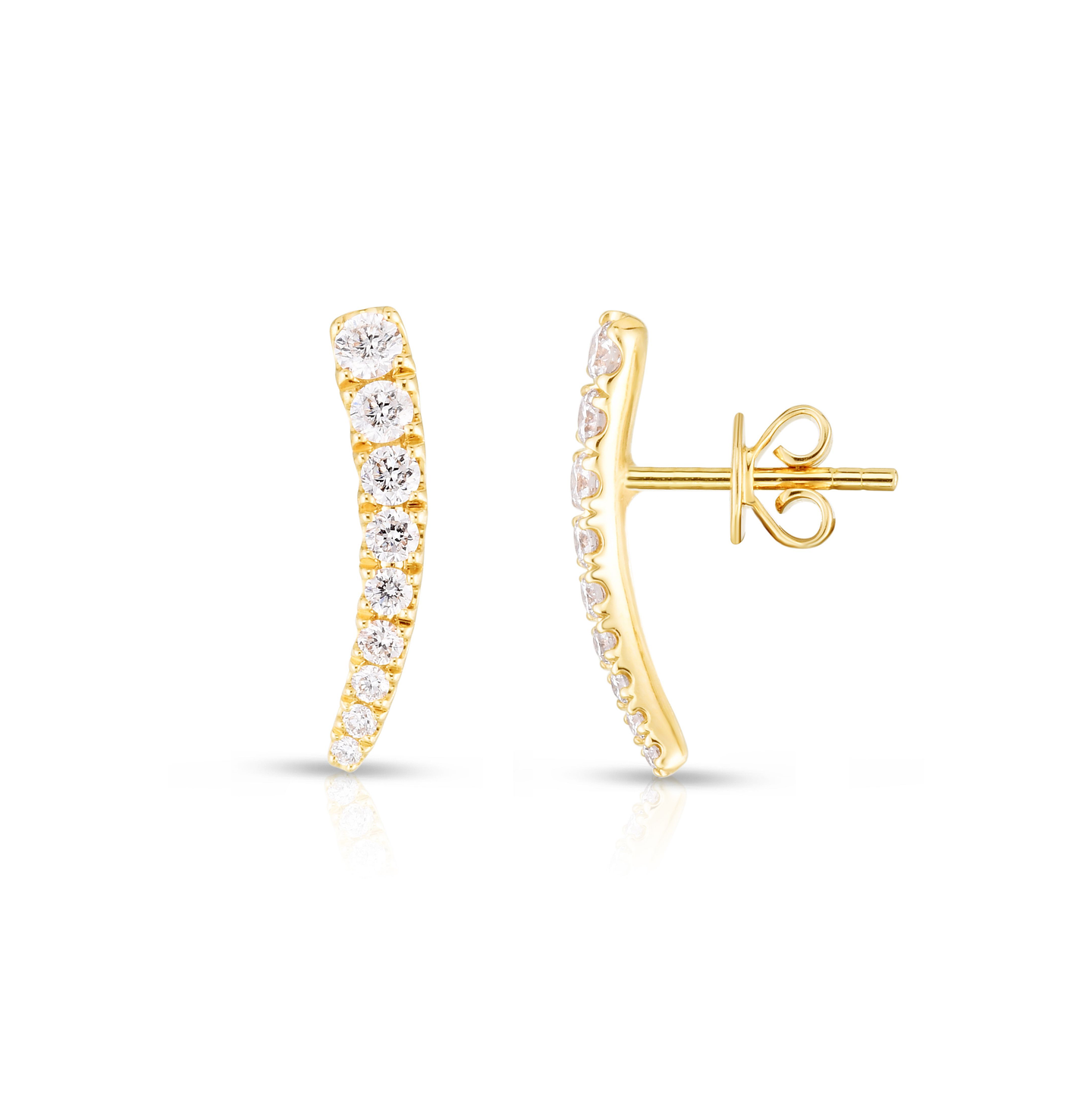 Sabel 14K Yellow Gold Round Diamond Curved Climber Earrings