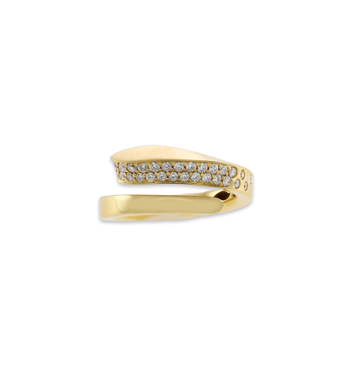 Sabel Collection Yellow Gold Diamond Sprinkled Bypass Ring