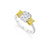 Fink&#39;s Exclusive White and Yellow Gold Cushion Diamond Engagement Ring with Fancy Yellow Diamond Accents
