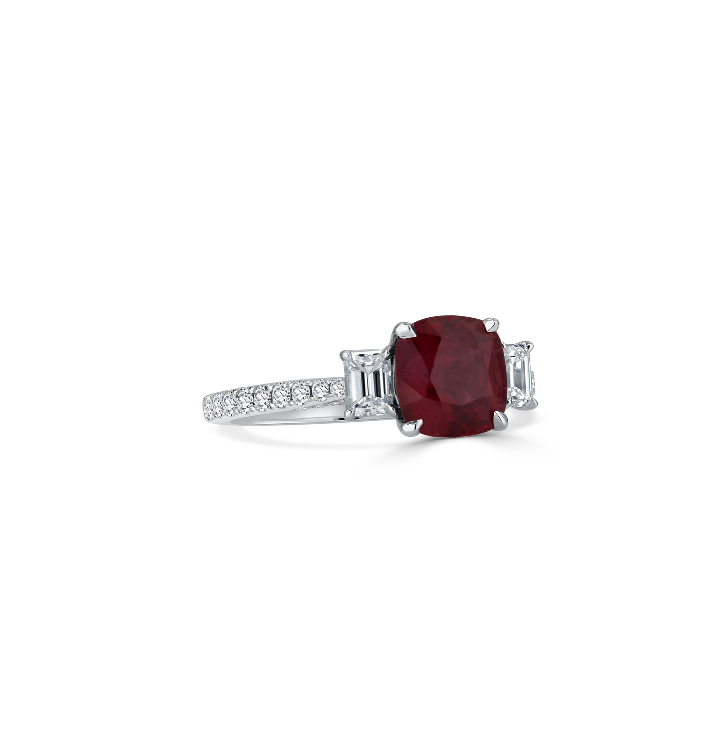 Sabel Collection White Gold Cushion Ruby and Diamond Ring