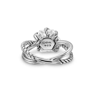 Cable Wrap Ring in Sterling Silver with Crystal and Pavé Diamonds, 11mm