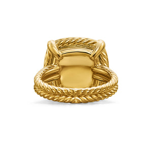 Chatelaine Pavé Bezel Ring in 18K Yellow Gold with Blue Topaz and Diamonds, 14mm