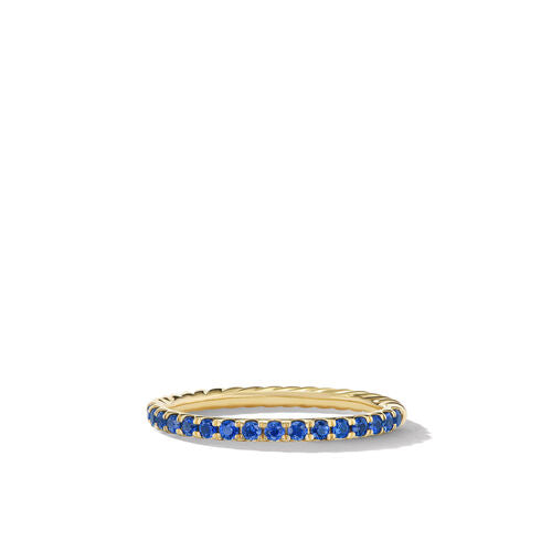 Cable Collectibles Stack Ring in 18K Yellow Gold with Pavé Blue Sapphires, Size 7