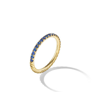 Cable Collectibles Stack Ring in 18K Yellow Gold with Pavé Blue Sapphires, Size 7