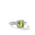 Petite Chatelaine Pavé Bezel Ring in Sterling Silver with Peridot and Diamonds, 7mm