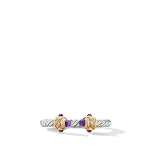 Renaissance Ring in Sterling Silver with Amethyst, 14K Yellow Gold and Diamonds, Size 7