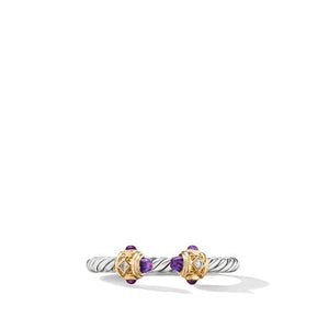 Renaissance Ring in Sterling Silver with Amethyst, 14K Yellow Gold and Diamonds, Size 6
