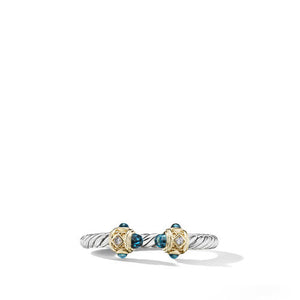Renaissance Ring in Sterling Silver with Hampton Blue Topaz, 14K Yellow Gold and Diamonds, Size 6