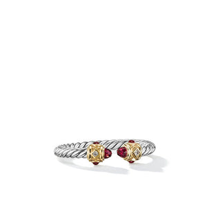 Renaissance Ring in Sterling Silver with Rhodolite, 14K Yellow Gold and Diamonds, Size 6