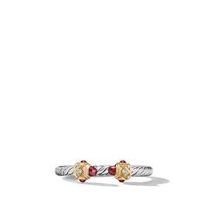 Renaissance Ring in Sterling Silver with Rhodolite, 14K Yellow Gold and Diamonds, Size 6