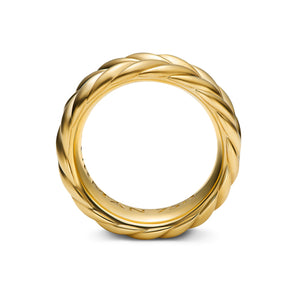 Chevron Band Ring in 18K Yellow Gold, 9mm, Size 10