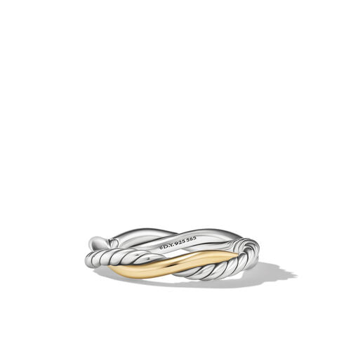 Petite Infinity Band Ring in Sterling Silver with 14K Yellow Gold, Size 8