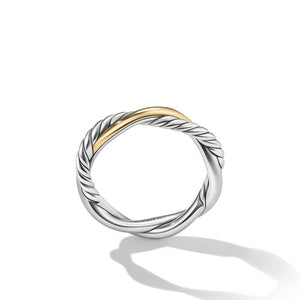 Petite Infinity Band Ring in Sterling Silver with 14K Yellow Gold, Size 5