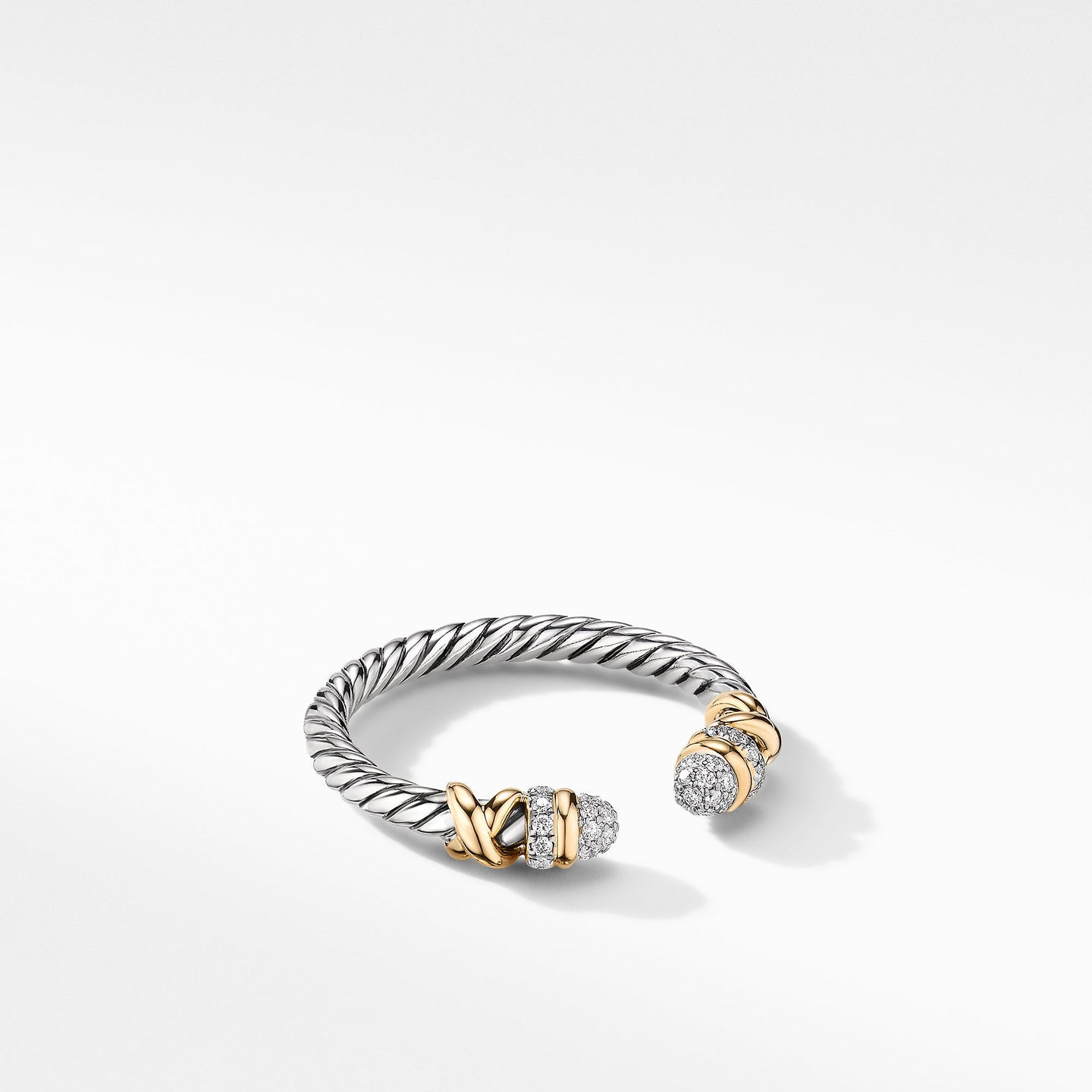 Petite Helena Open Ring with 18K Yellow Gold and Diamonds, Size 7