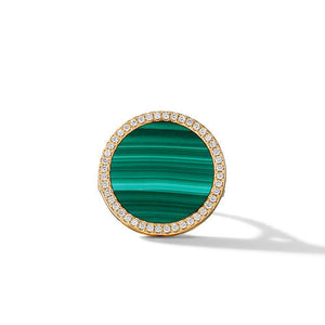 DY Elements Ring with Malachite and Diamonds in 18K Yellow Gold, Size 6