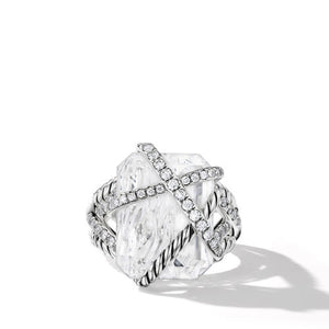 Cable Wrap Ring in Sterling Silver with Crystal and Diamonds