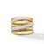 Pavé Crossover Five Row Ring in 18K Yellow Gold with Diamonds, Size 7