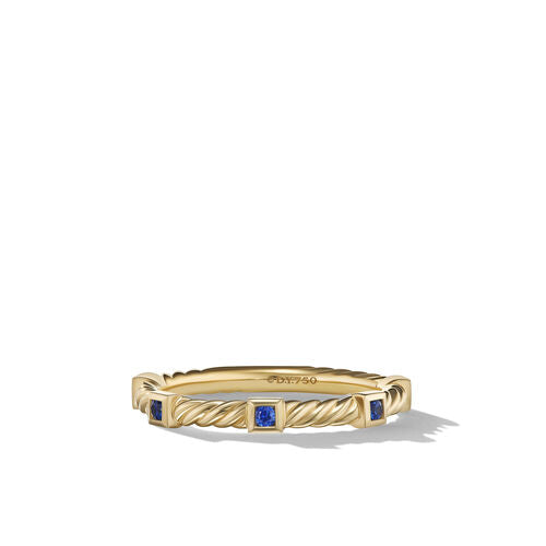 Cable Collectibles Stack Ring in 18K Yellow Gold with Blue Sapphires, Size 7