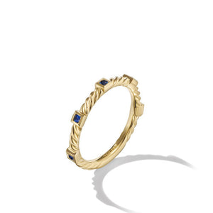 Cable Collectibles Stack Ring in 18K Yellow Gold with Blue Sapphires, Size 7