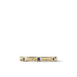 Cable Collectibles Stack Ring in 18K Yellow Gold with Blue Sapphires, Size 7