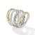 DY Mercer Multi Row Ring in Sterling Silver with 18K Yellow Gold and Pavé Diamonds, Size 7